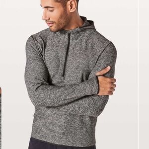 lululemon Men’s Surge Warm 1/2 Zip Hoodie Heathered Black XL